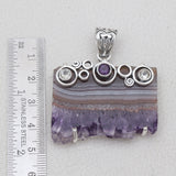 Natural Amethyst Slice Silver Pendants