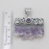 Natural Amethyst Slice Silver Pendants