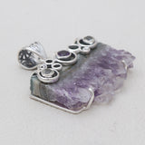 Natural Amethyst Slice Silver Pendants