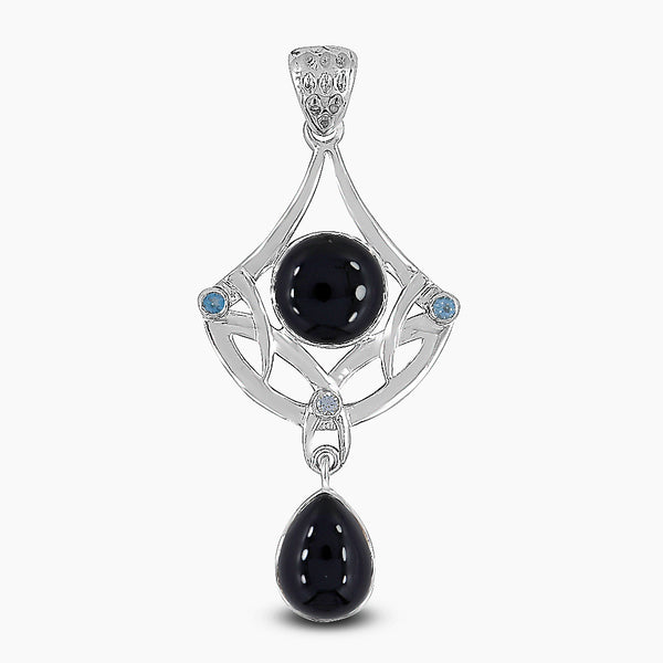 Natural Black Onyx Silver Pendants