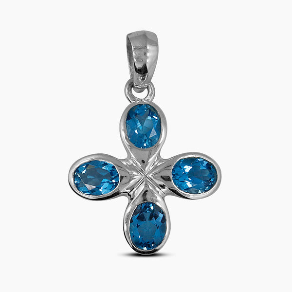Natural Blue Topaz Silver Pendants