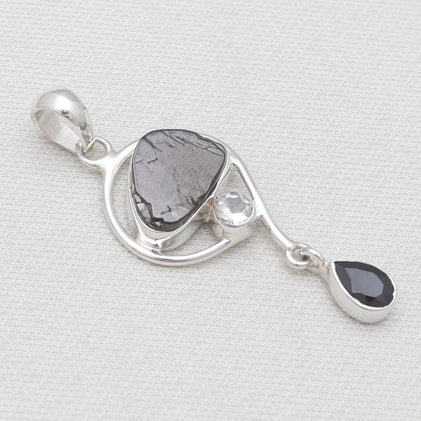 925 Sterling Silver Natural Shungite Pendants