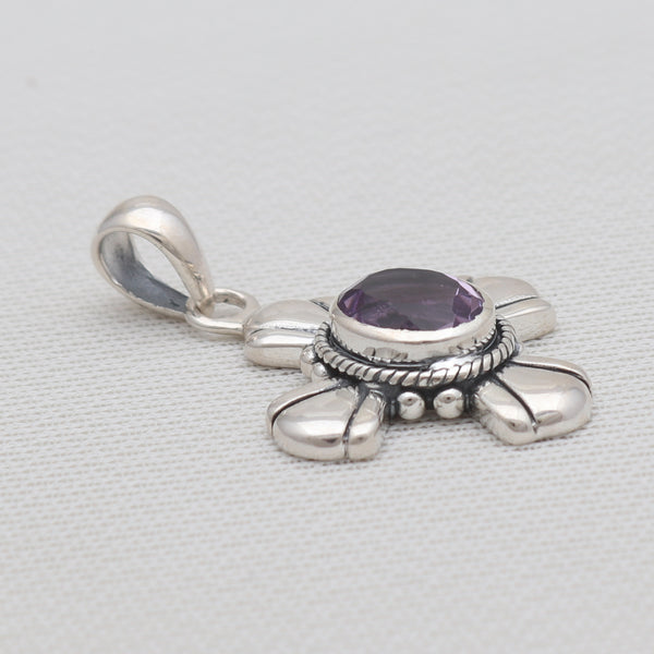 Purple Amethyst Silver Cross Pendants