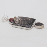 Turritella Agate Silver Pendants