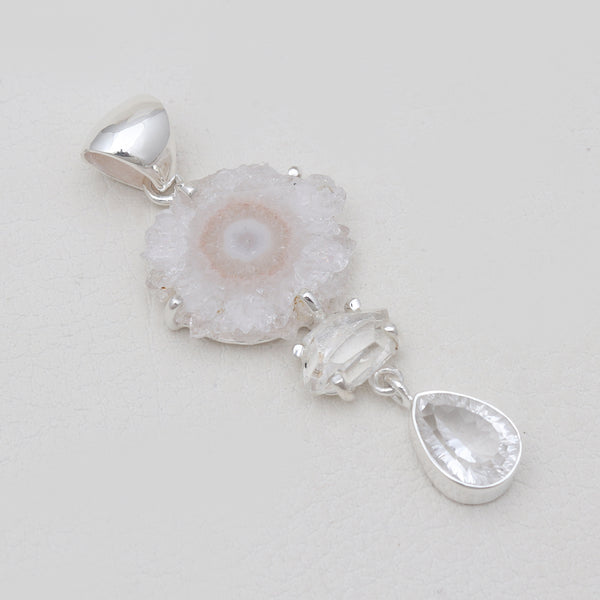 Amethyst Slice With Multistone Drop Pendants