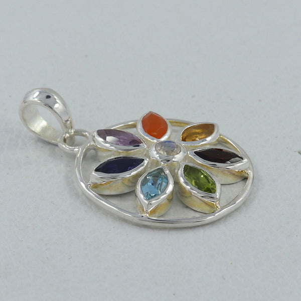 925 Sterling Silver Multi Stone Pendants