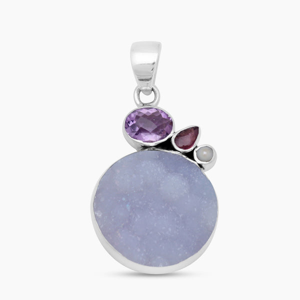 Drusy Calcite Silver Pendants