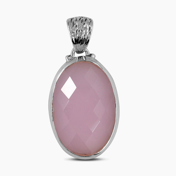 Natural Pink Chalcedony Silver Pendants
