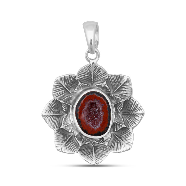 Tabasco Geode Lotus Designer Silver Pendant