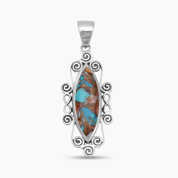 Turquoise Spiny Oyster Silver Pendants