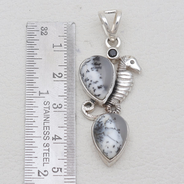 Dendritic Opal Sea Horse Pendants