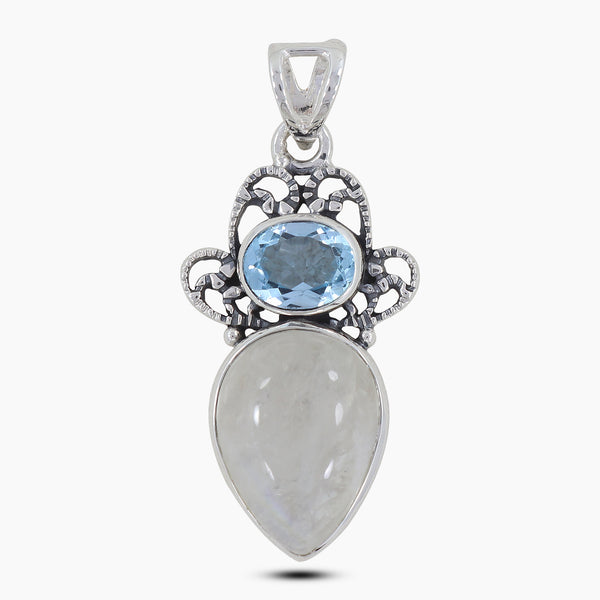 Rainbow Moonstone Silver Pendants