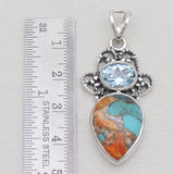 Turquoise Spiny Oyster Silver Pendants