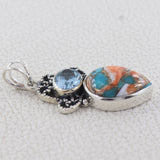Turquoise Spiny Oyster Silver Pendants