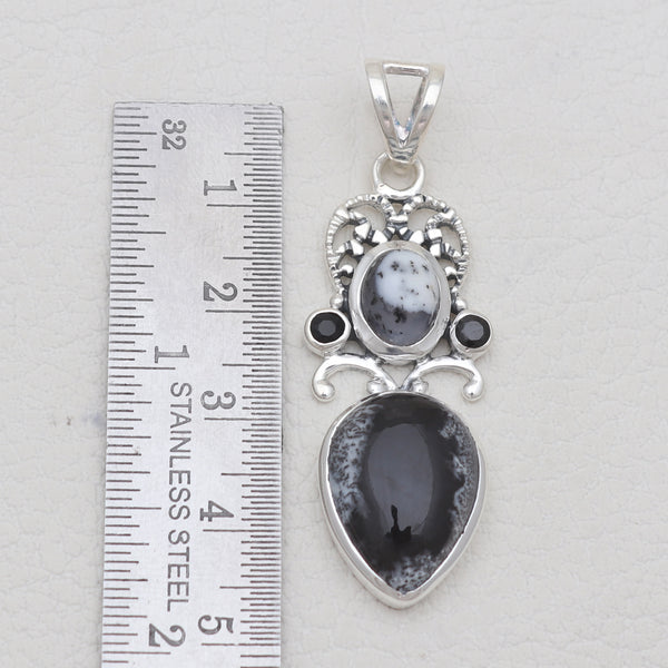 925 Sterling Silver Dendritic Opal Pendants
