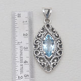 925 Sterling Silver Blue Topaz Pendants