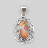 Orange Spiny Oyster Silver Pendants