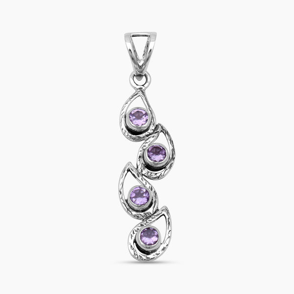 Garnet Teardrop Design Silver Pendants