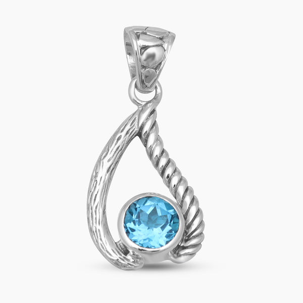 925 Sterling Silver Blue Topaz Pendants