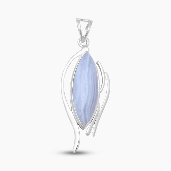 925 Sterling Silver Blue Lace Agate Pendants