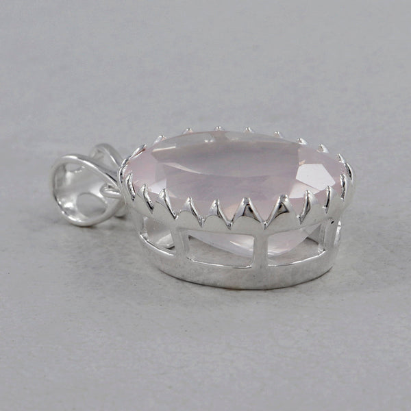 Pink Rose Quartz Silver Pendants