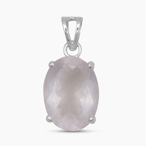 Pink Rose Quartz Silver Pendants