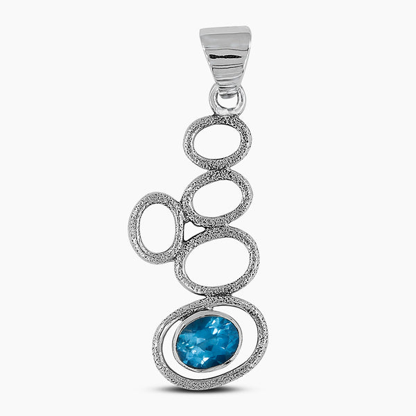 925 Silver Sterling Blue Topaz Pendants