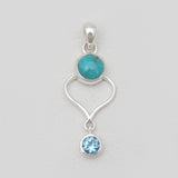 Mexican Turquoise & Topaz Silver Pendants