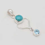 Mexican Turquoise & Topaz Silver Pendants