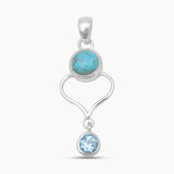 Mexican Turquoise & Topaz Silver Pendants