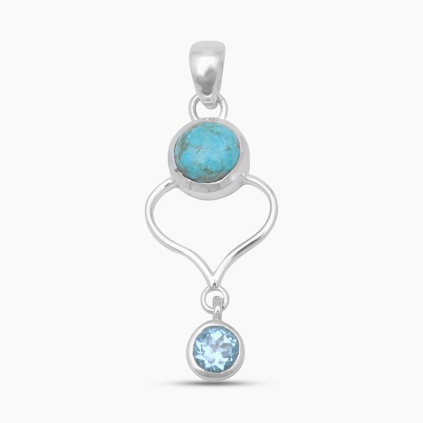 Mexican Turquoise & Topaz Silver Pendants