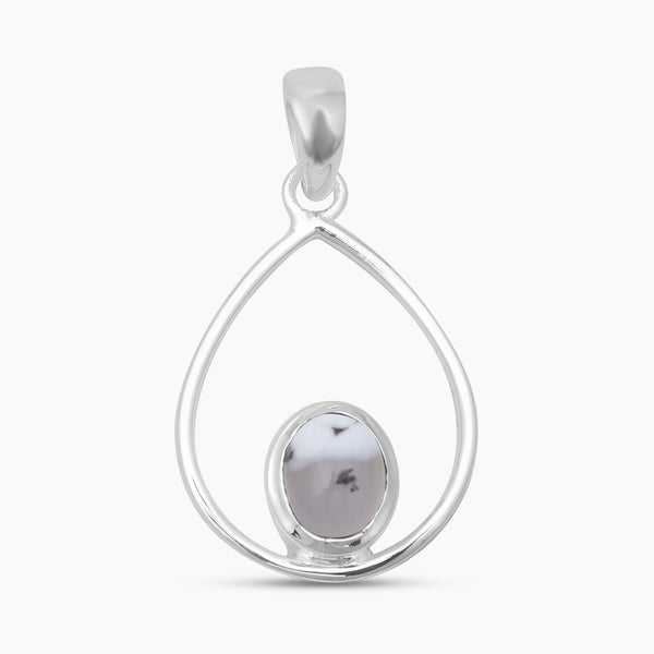 Dendritic Opal Silver Drop Pendants