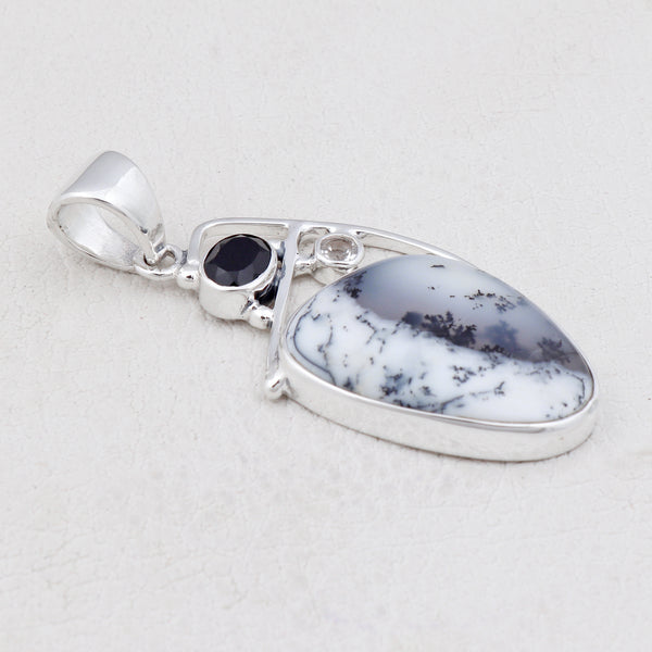 Dendritic Opal Silver Pendants
