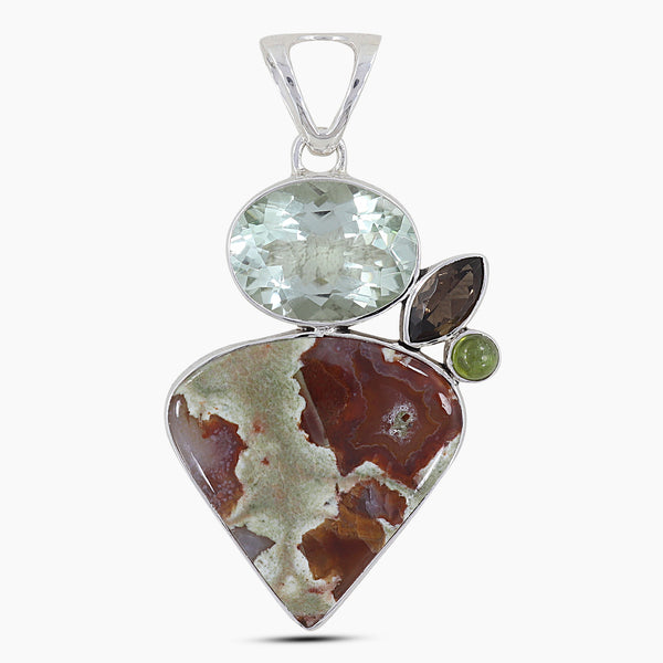925 Sterling Silver Rainforest Jasper Pendants