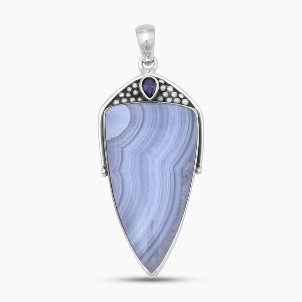 Blue Lace Agate Silver Pendants