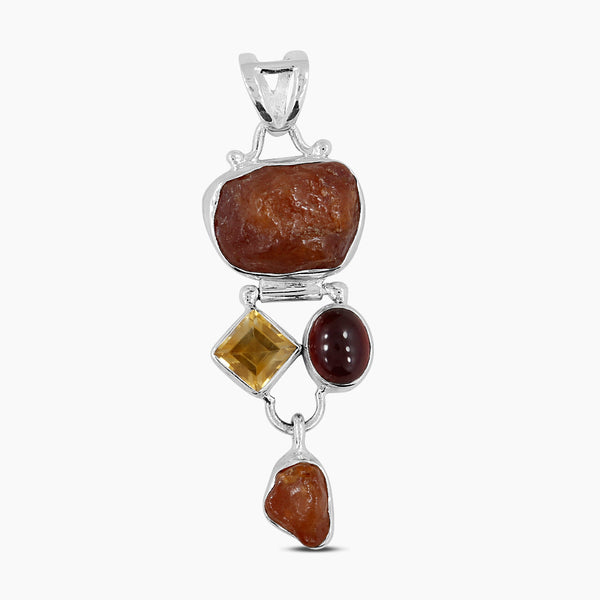 925 Silver Fanta Garnet Pendants