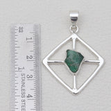 Natural Rough Emerald Silver Pendants