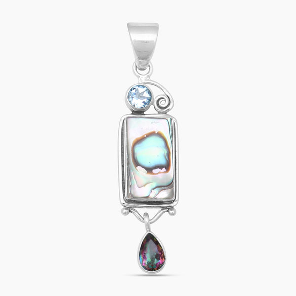 Abalone Shell Silver Drop Pendants