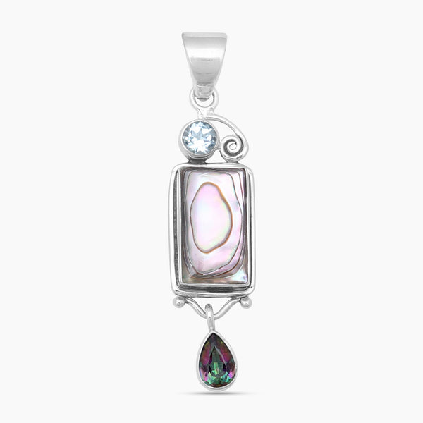 Abalone Shell Silver Drop Pendants