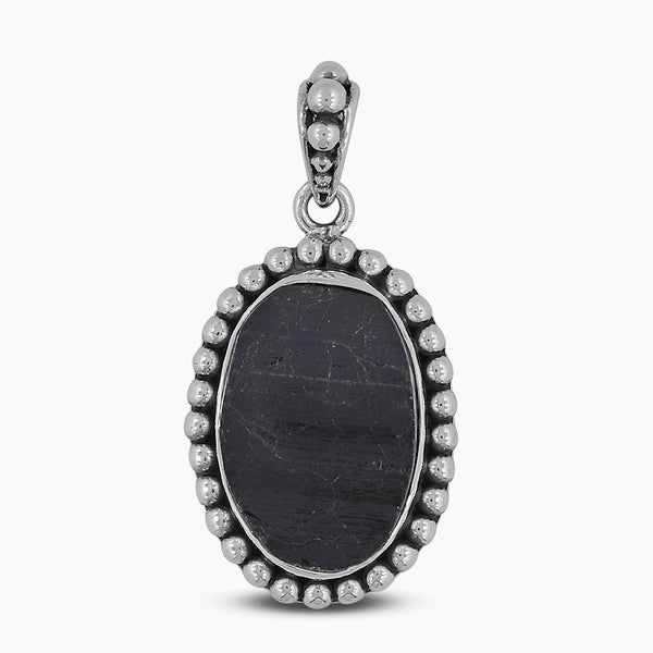 Raw Black Tourmaline Silver Pendants