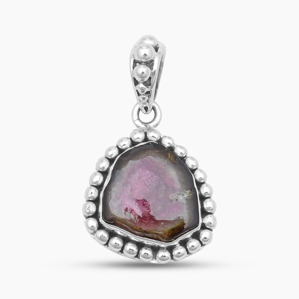925 Sterling Silver Watermelon tourmaline pendants