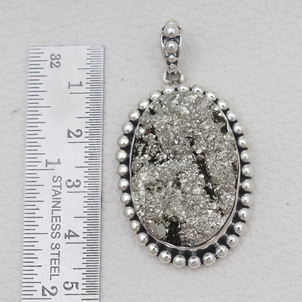 925 Sterling Silver Pyrite Druzy Pendants