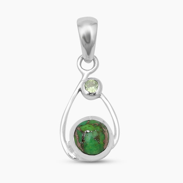 Green Copper Turquoise Silver Pendants