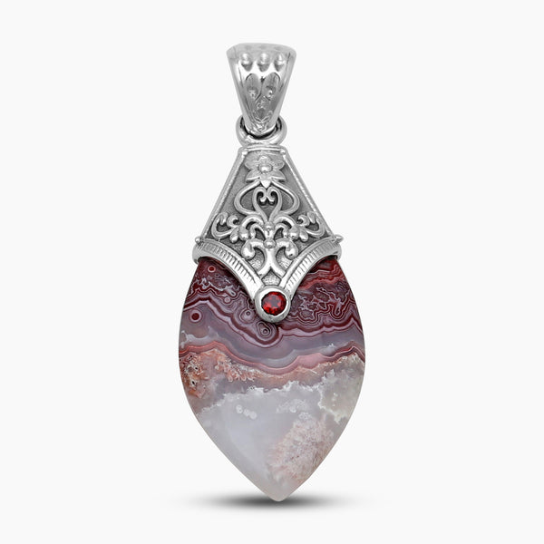 925 Silver Crazy Lace Agate Pendants