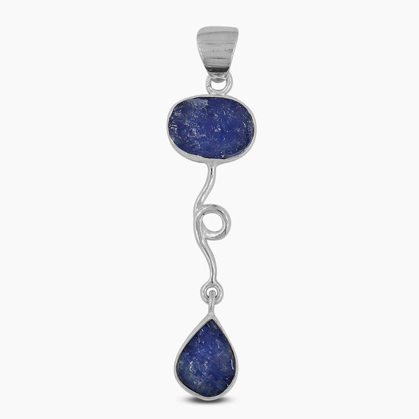 925 Silver Raw Tanzanite Pendants