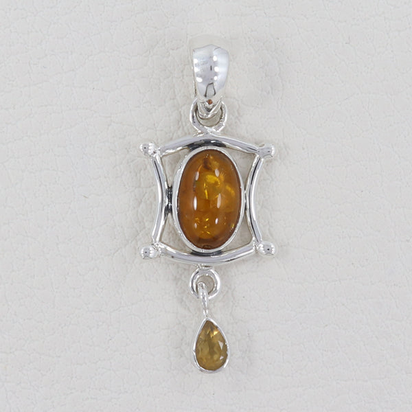925 Sterling Silver Amber Pendants