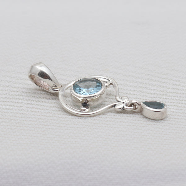 Blue Topaz Silver Pendants