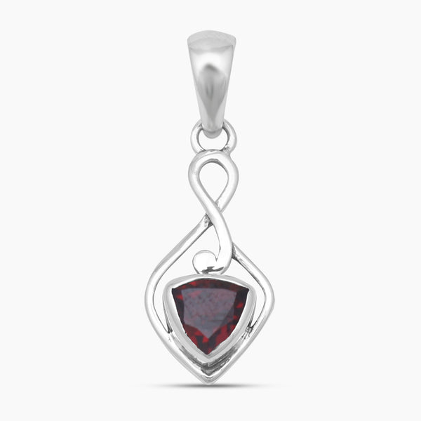 Trillion Cut Garnet Silver Pendants