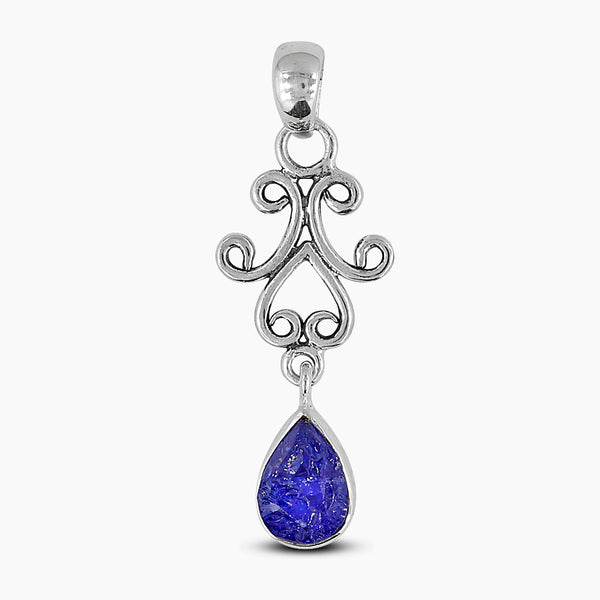 925 Silver Raw Tanzanite Pendants