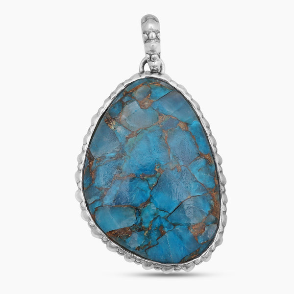 Blue Coper Turquoise Silver Pendants